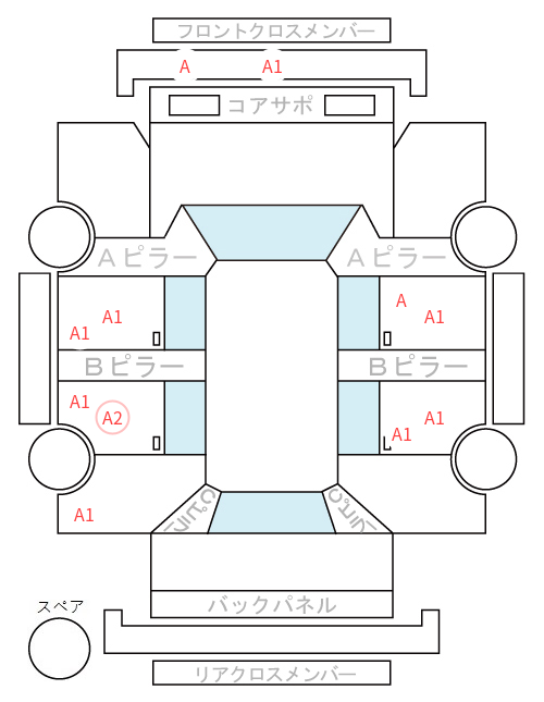 Body condition diagram (damage marks, Japanese labels)