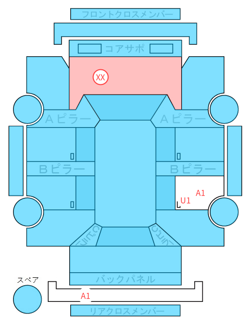 Body condition diagram (damage marks, Japanese labels)