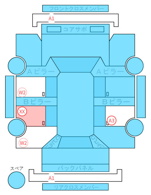 Body condition diagram (damage marks, Japanese labels)