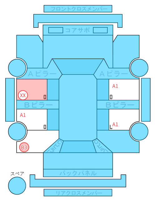 Body condition diagram (damage marks, Japanese labels)