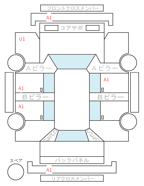 Body condition diagram (damage marks, Japanese labels)
