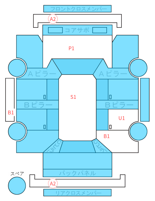 Body condition diagram (damage marks, Japanese labels)
