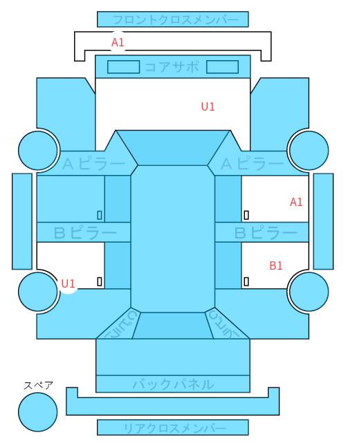 Body condition diagram (damage marks, Japanese labels)