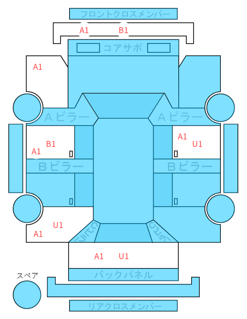 Body condition diagram (damage marks, Japanese labels)