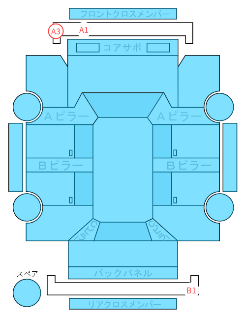 Body condition diagram (damage marks, Japanese labels)