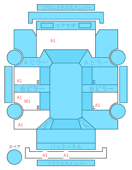 Body condition diagram (damage marks, Japanese labels)