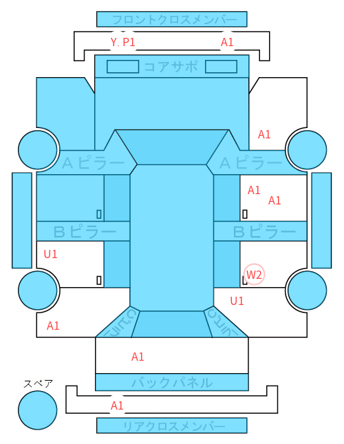 Body condition diagram (damage marks, Japanese labels)