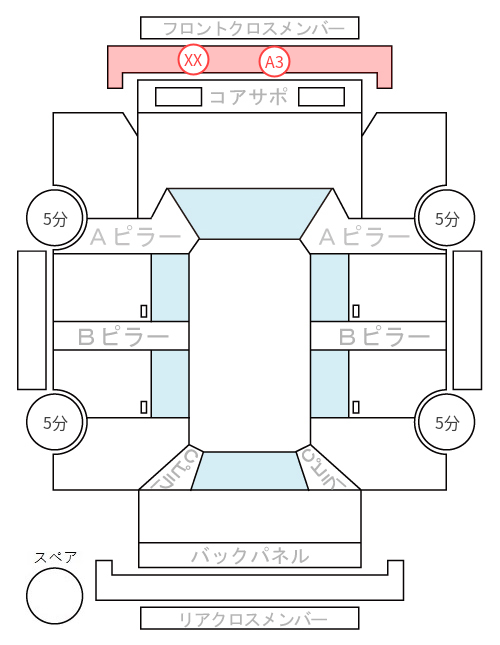 Body condition diagram (damage marks, Japanese labels)