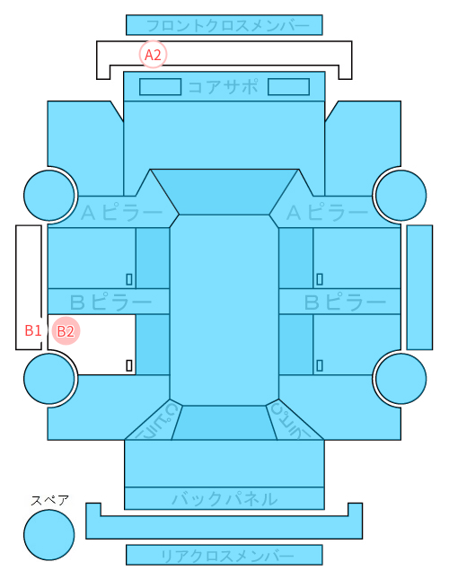 Body condition diagram (damage marks, Japanese labels)