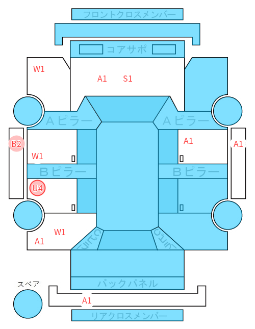 Body condition diagram (damage marks, Japanese labels)