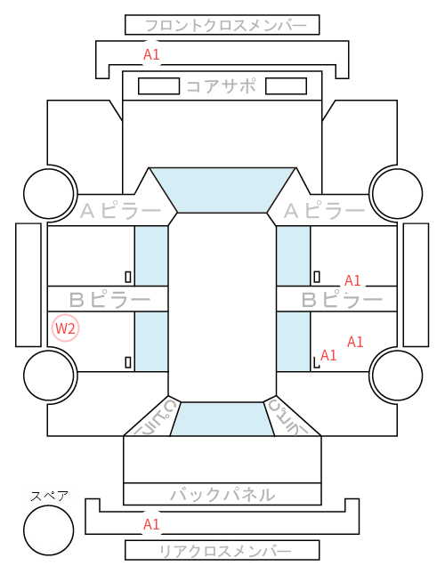 Body condition diagram (damage marks, Japanese labels)