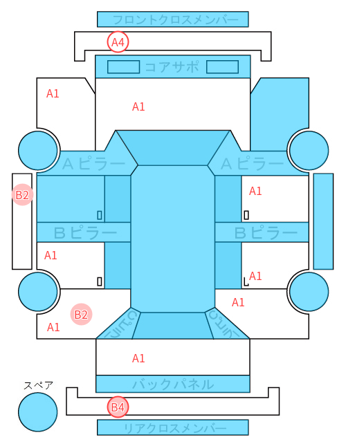 Body condition diagram (damage marks, Japanese labels)