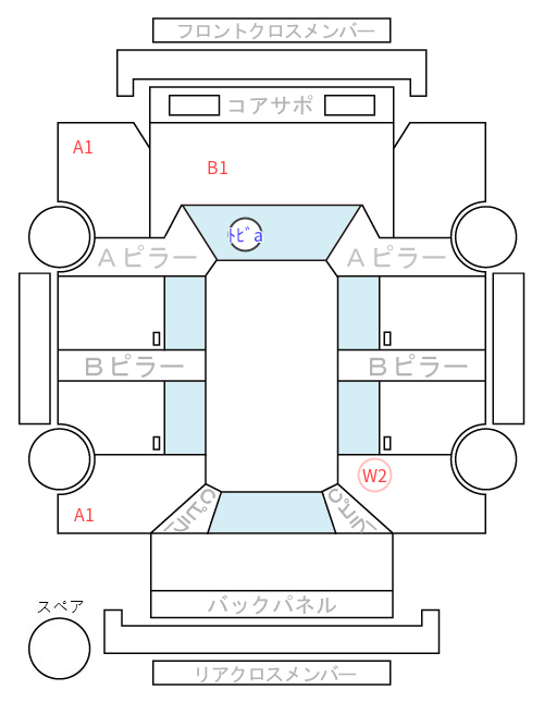 Body condition diagram (damage marks, Japanese labels)