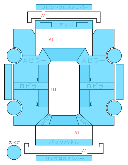 Body condition diagram (damage marks, Japanese labels)