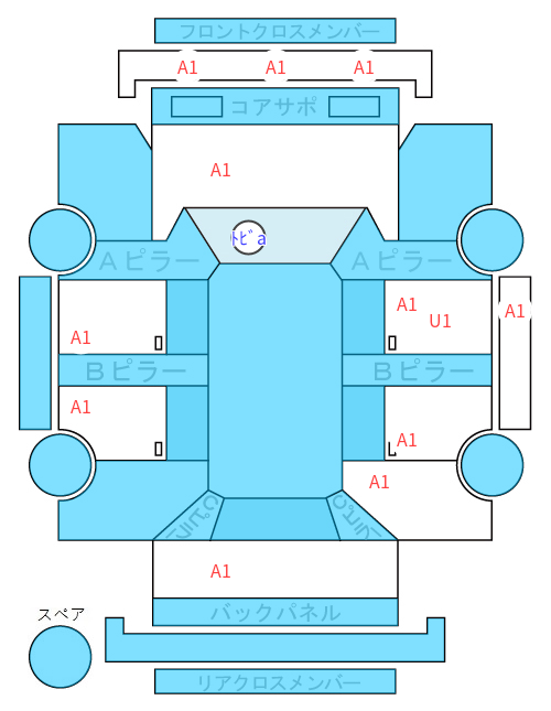 Body condition diagram (damage marks, Japanese labels)