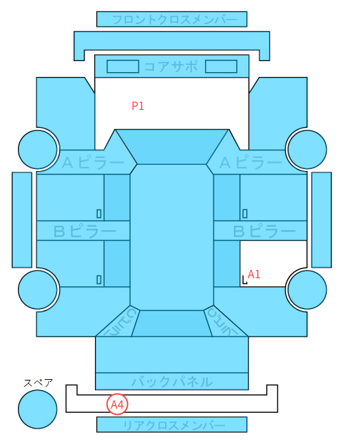 Body condition diagram (damage marks, Japanese labels)