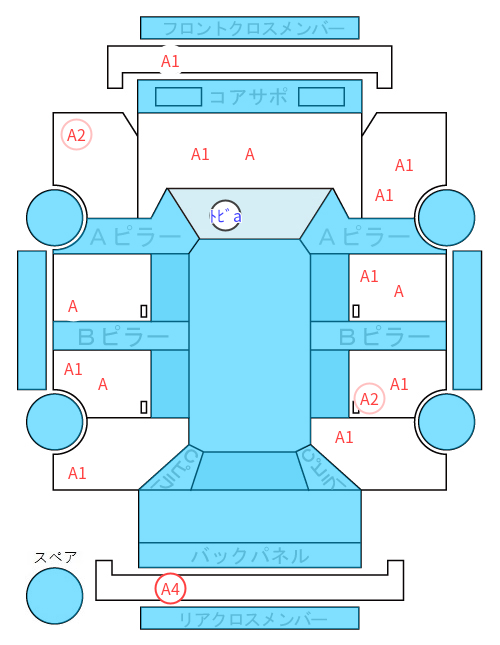 Body condition diagram (damage marks, Japanese labels)