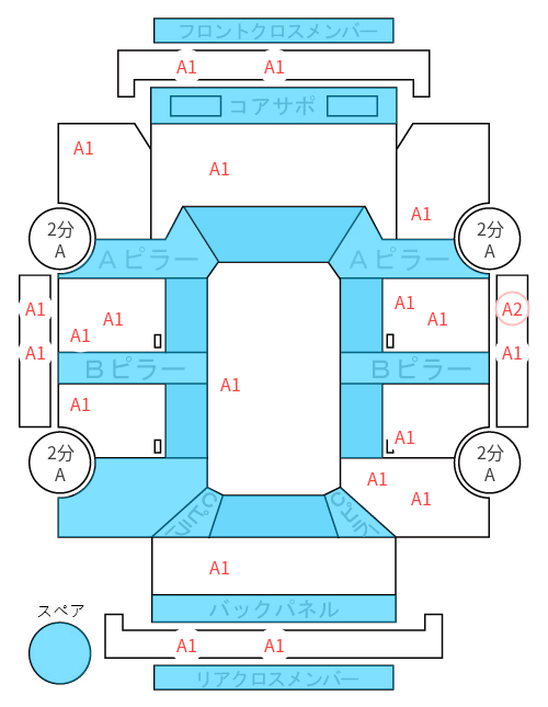 Body condition diagram (damage marks, Japanese labels)