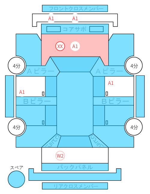 Body condition diagram (damage marks, Japanese labels)