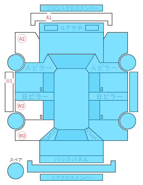 Body condition diagram (damage marks, Japanese labels)