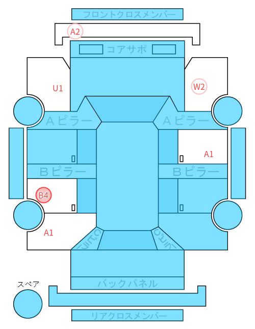Body condition diagram (damage marks, Japanese labels)