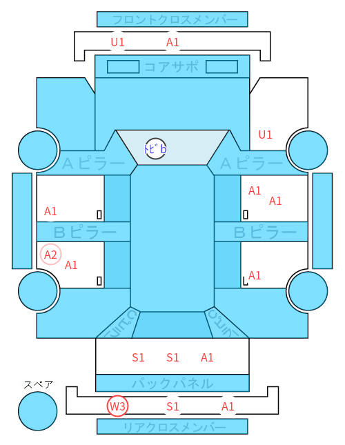 Body condition diagram (damage marks, Japanese labels)