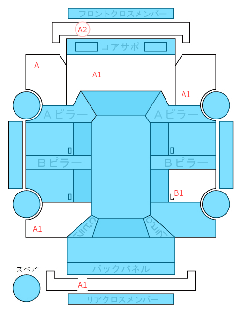 Body condition diagram (damage marks, Japanese labels)