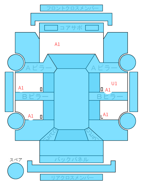 Body condition diagram (damage marks, Japanese labels)