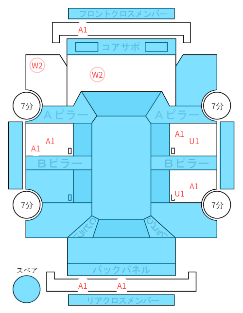 Body condition diagram (damage marks, Japanese labels)