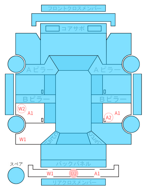Body condition diagram (damage marks, Japanese labels)