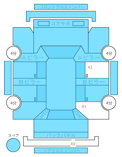 Body condition diagram (damage marks, Japanese labels)