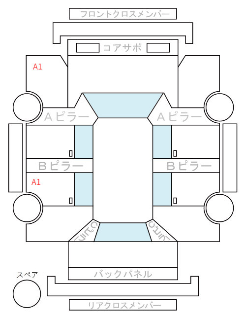 Body condition diagram (damage marks, Japanese labels)