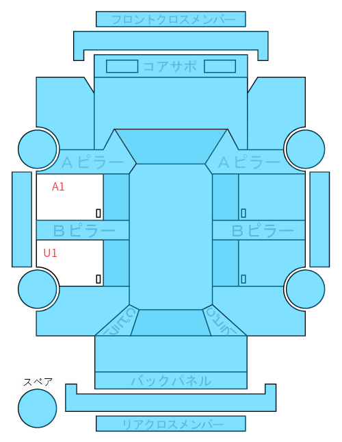 Body condition diagram (damage marks, Japanese labels)