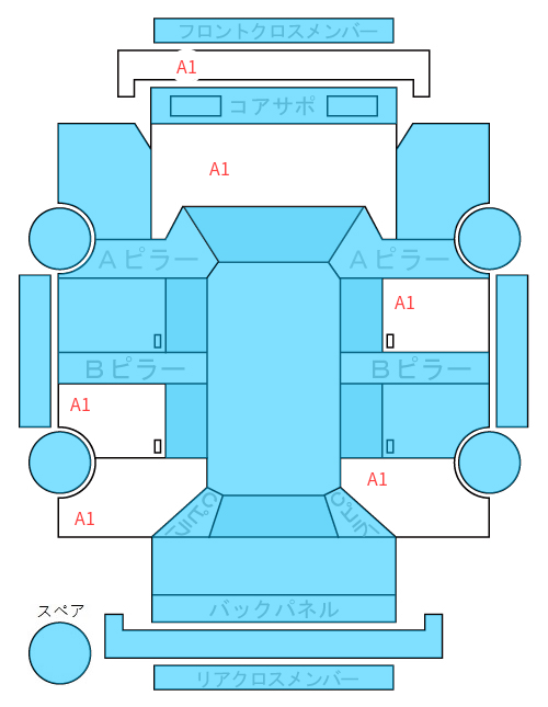 Body condition diagram (damage marks, Japanese labels)