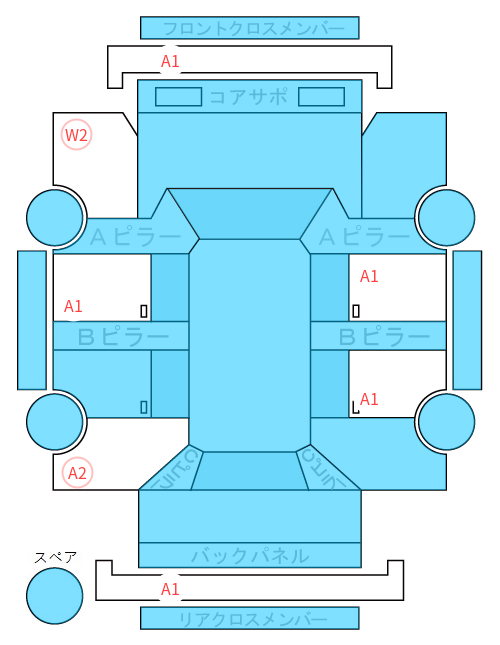 Body condition diagram (damage marks, Japanese labels)