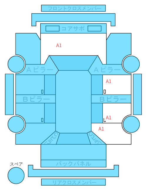 Body condition diagram (damage marks, Japanese labels)