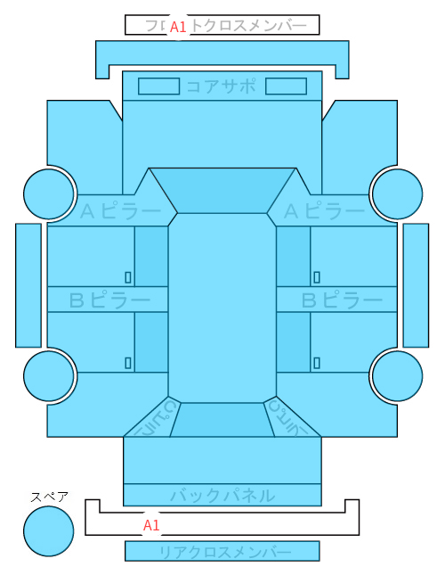 Body condition diagram (damage marks, Japanese labels)
