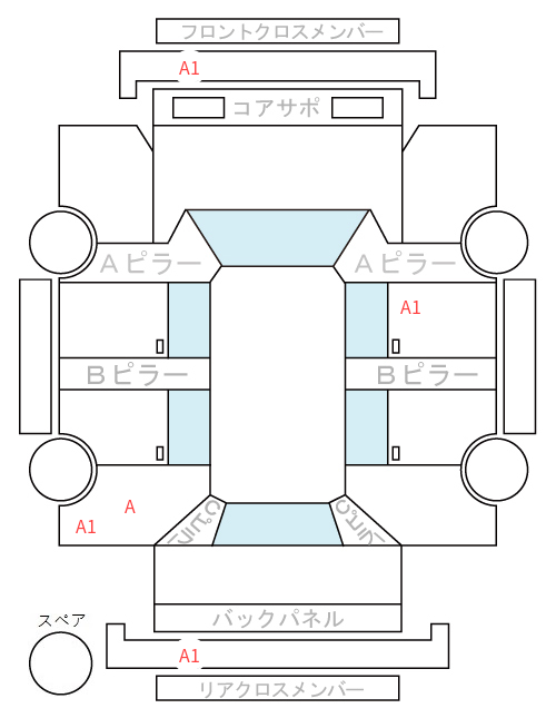 Body condition diagram (damage marks, Japanese labels)