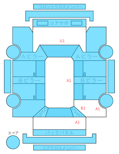 Body condition diagram (damage marks, Japanese labels)