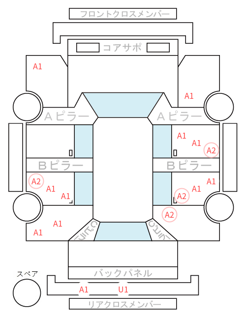 Body condition diagram (damage marks, Japanese labels)