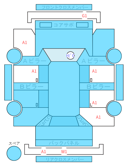 Body condition diagram (damage marks, Japanese labels)
