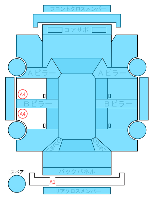 Body condition diagram (damage marks, Japanese labels)