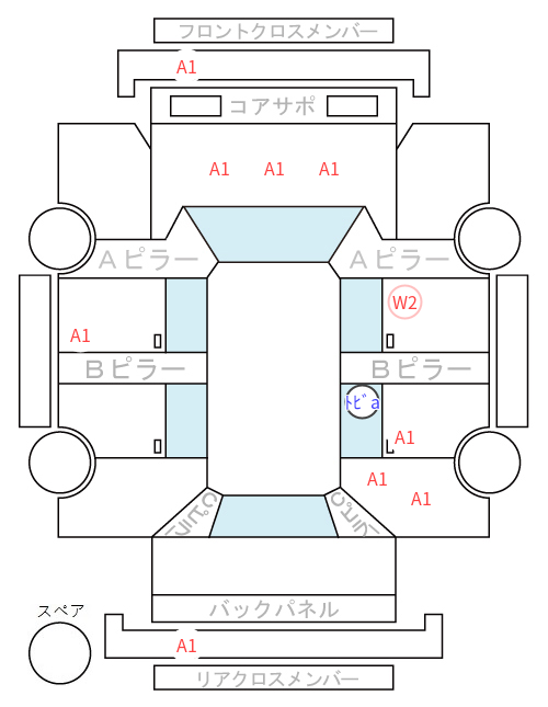 Body condition diagram (damage marks, Japanese labels)