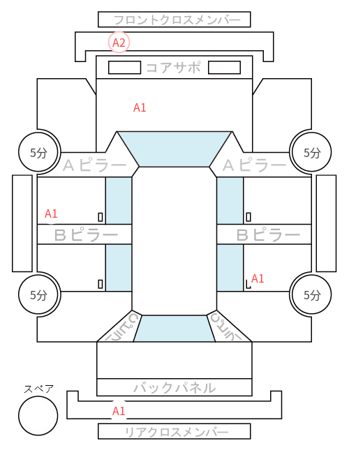 Body condition diagram (damage marks, Japanese labels)