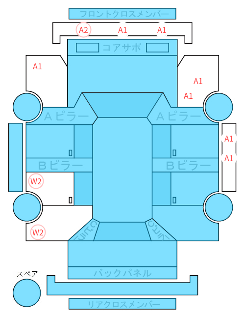 Body condition diagram (damage marks, Japanese labels)