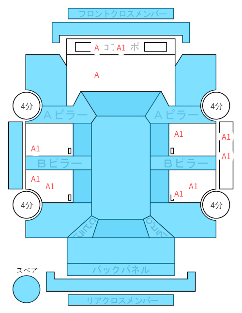 Body condition diagram (damage marks, Japanese labels)
