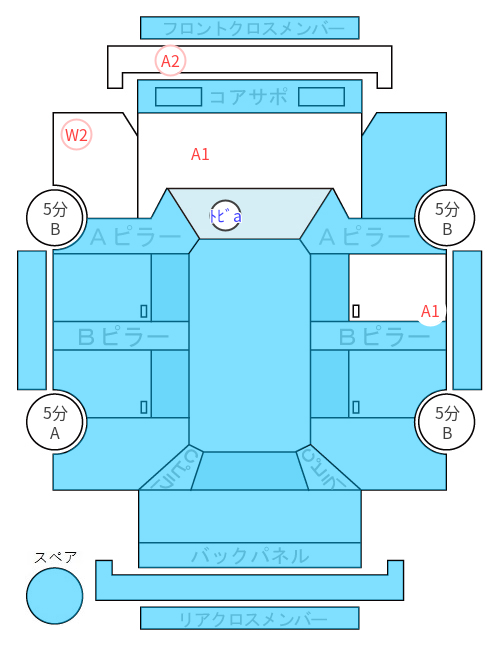Body condition diagram (damage marks, Japanese labels)