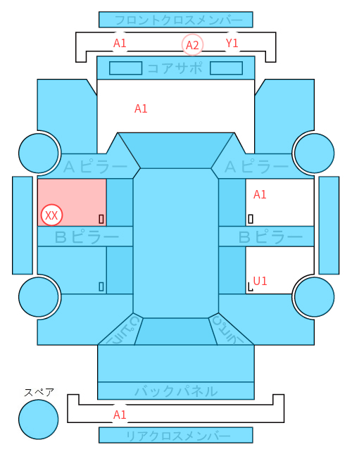 Body condition diagram (damage marks, Japanese labels)