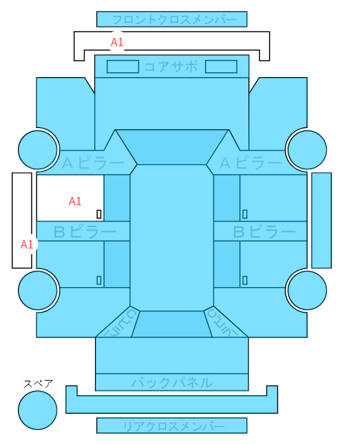 Body condition diagram (damage marks, Japanese labels)