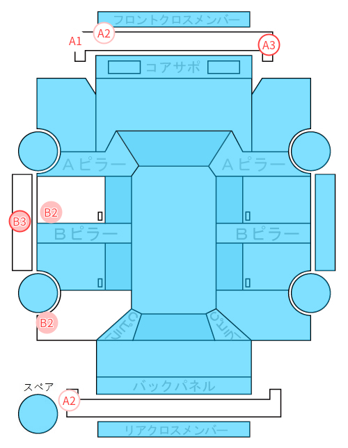 Body condition diagram (damage marks, Japanese labels)